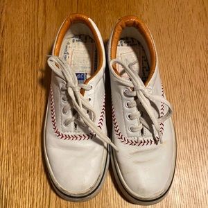 Leather baseball sneakers.